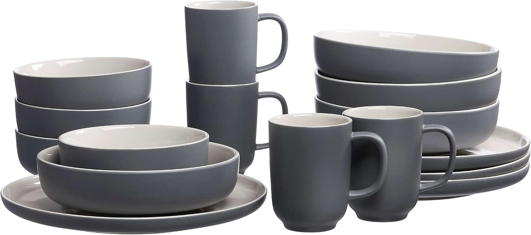 Ritzenhoff & Breker Kombiservice Jasper, 16-teilig, Grau, Steinzeug, Teller Schalen und Becher für 4