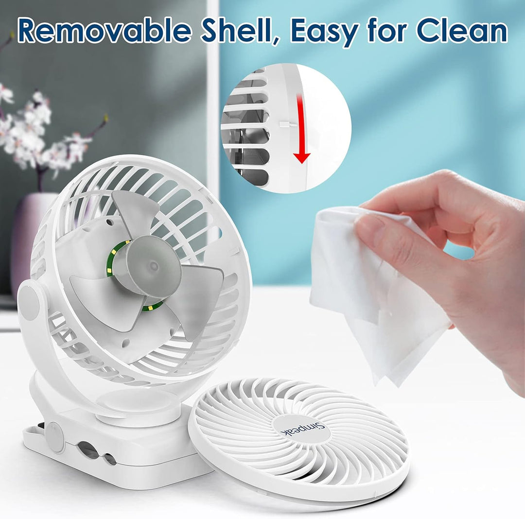 Simpeak 10000mAh Camping Ventilator Tischventilator, Mini USB Ventilator leise, Clip Fan mit Fernbed
