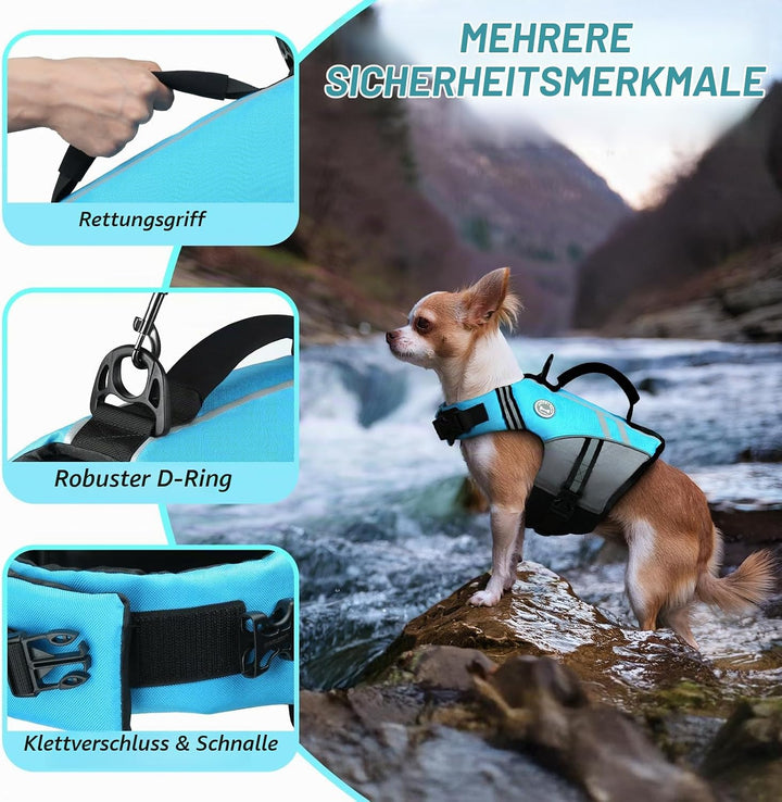 VIVAGLORY Sports Style Hundeschwimmweste, Rettungswesten Für Hunde Bootfahren, Auftrieb &amp; Schwimmhil