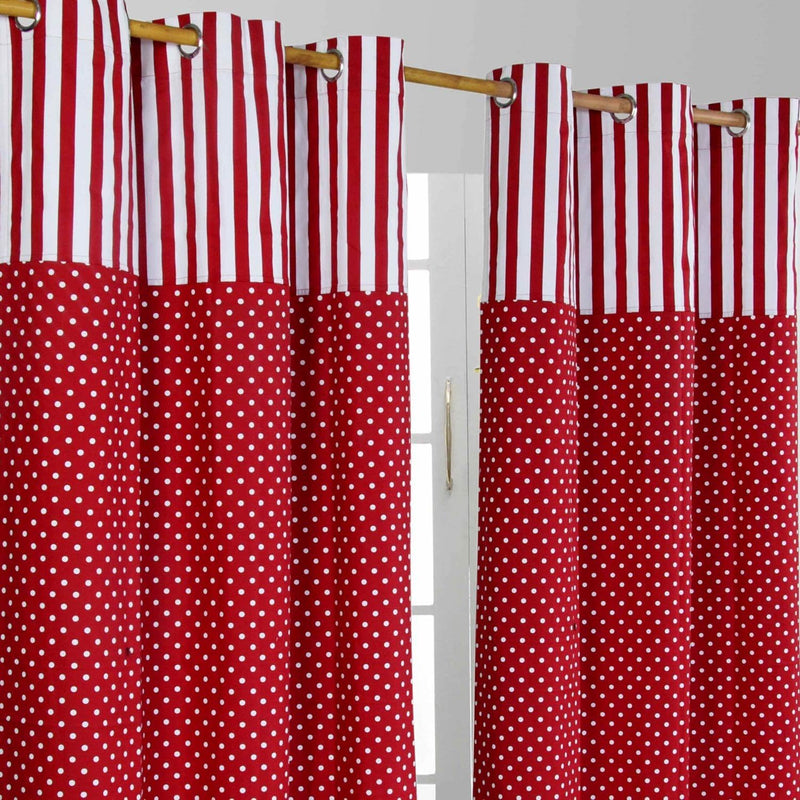 Homescapes Kindervorhang Mädchen Kinderzimmer Ösenvorhang Dekoschal Polka Dots 2er Set rot weiss 117