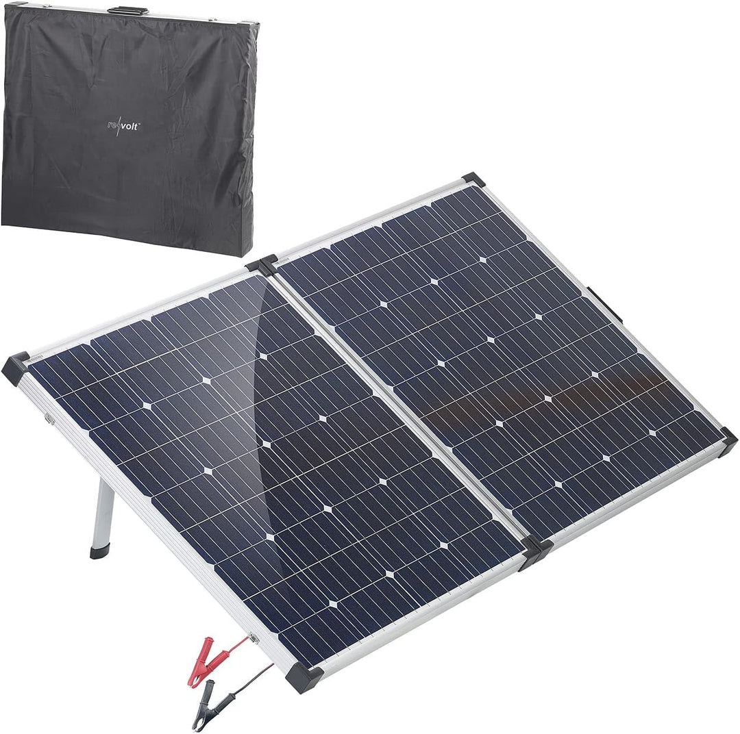 revolt Solar Camping: Faltbares mobiles 160W Solarpanel mit Laderegler 12V/10A mit USB (Solarkoffer