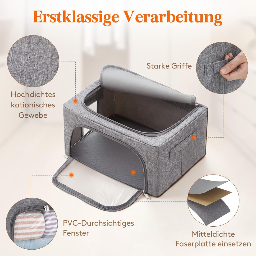 Lifewit 25L Aufbewahrungsbox mit Deckel, Kleidung Aufbewahrung, Faltbare Kleideraufbewahrung mit Met