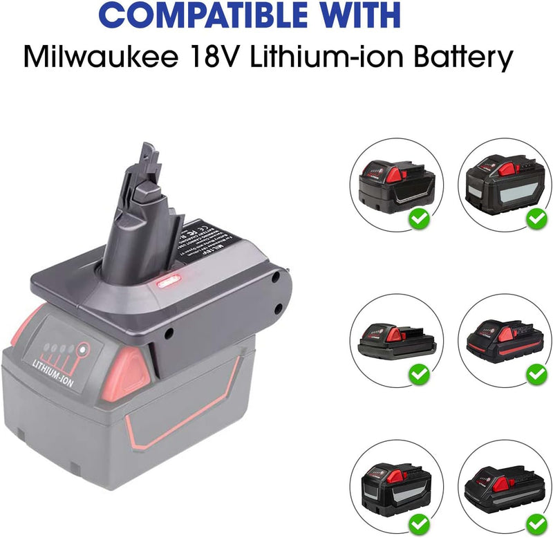 BTRUI Für Dyson V6 Milwaukee Batterieadapter, für Milwaukee M18 18 V Akku auf Dyson V6 SV03 SV04 SV0