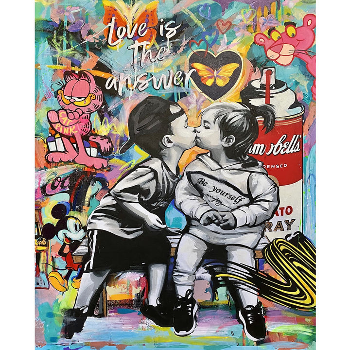 Painting by Numbers for Adults on Canvas Banksy Street Art Wall Decor Love is The Answer Graffiti Pa