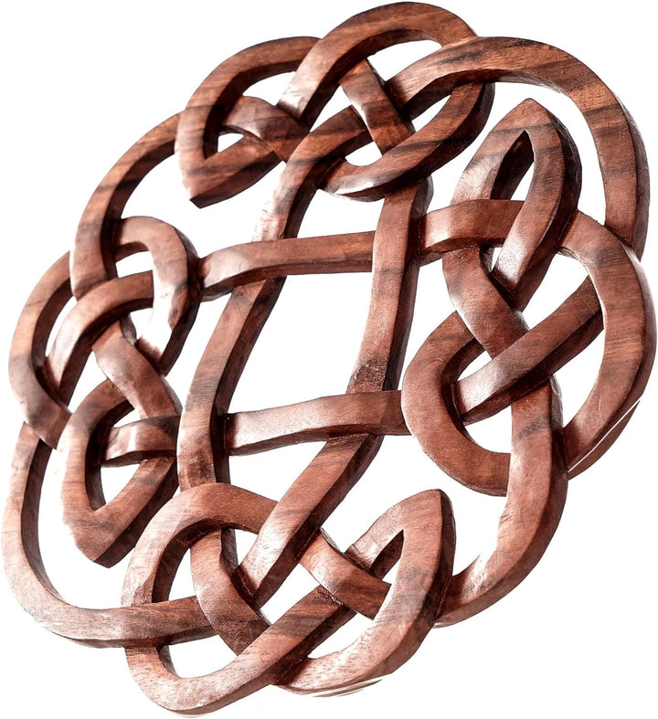 Windalf Celtic Wand Deko Flory Ø 24 cm Keltischer Knoten Handarbeit aus Holz