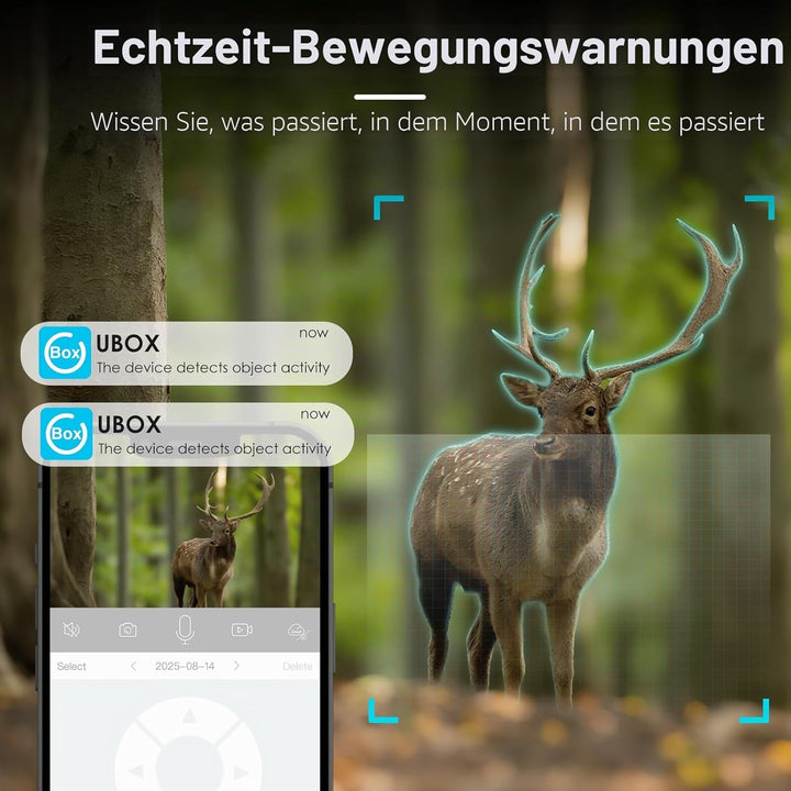 WOLFANG 4G LTE Wildkamera, Überwachungskamera mit Handyübertragung App Wildkamera Solar mit SIM Kart
