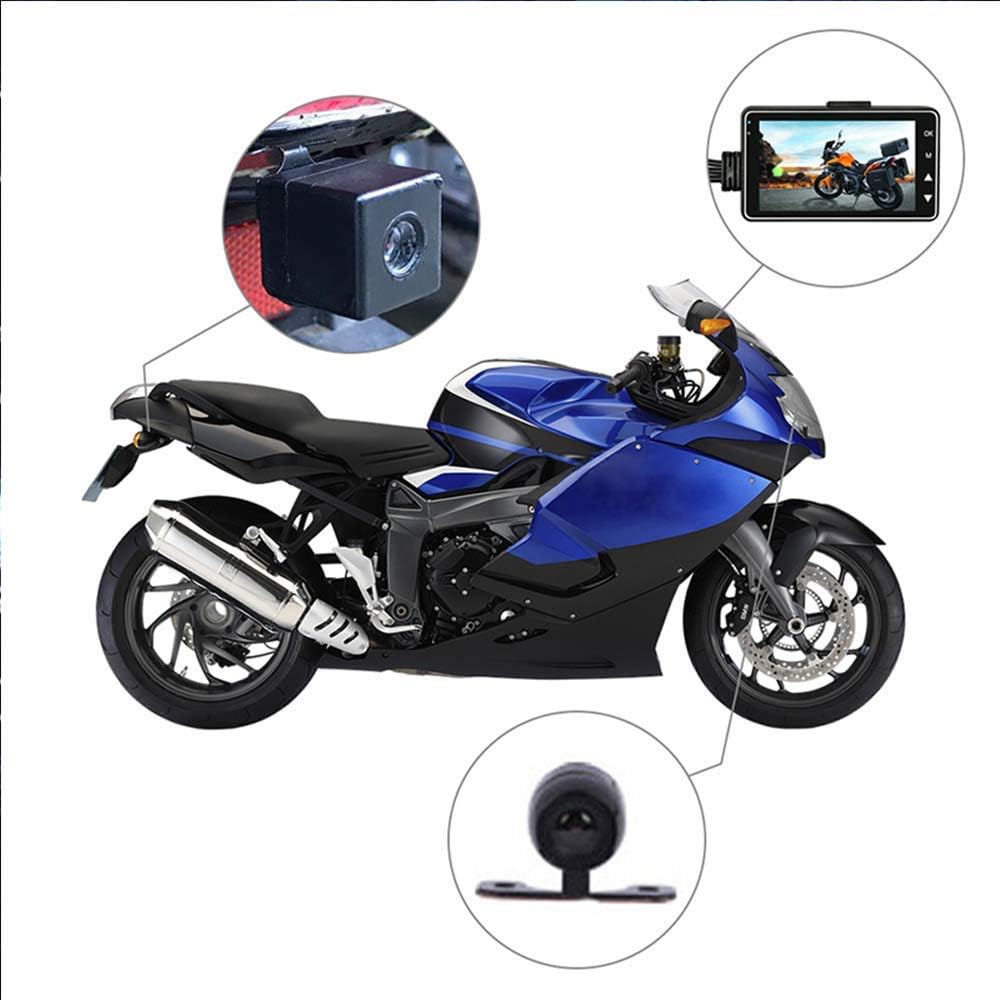 Riloer Motorrad-Rekorder, tragbare Kamera mit zwei Objektiven, wasserdichter 3-Zoll-HD-LCD-Videoreco