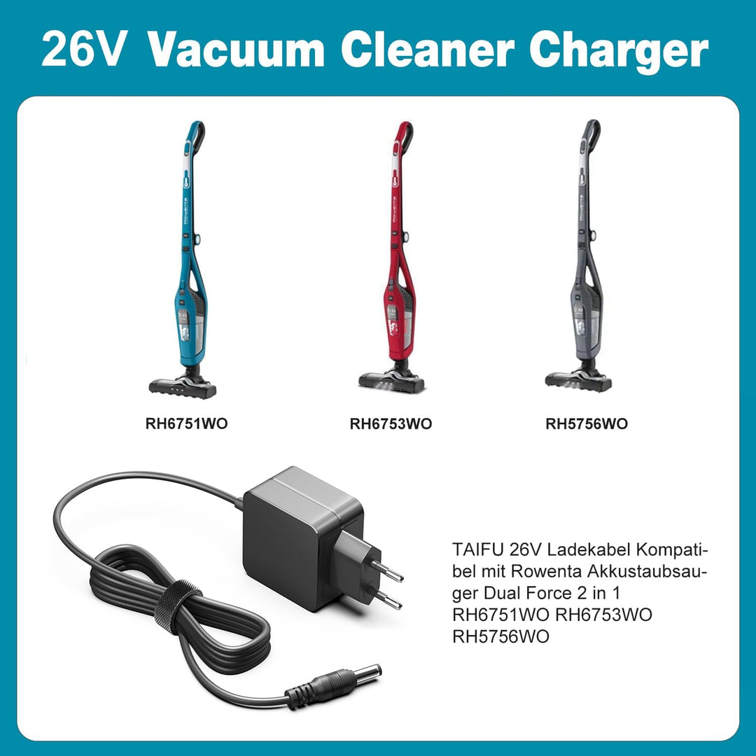 TAIFU 26V Ladekabel für Levoit LVAC-200/120 Tineco iFloor One S11 S3 X A11 A10 Floor One S5 Prosceni