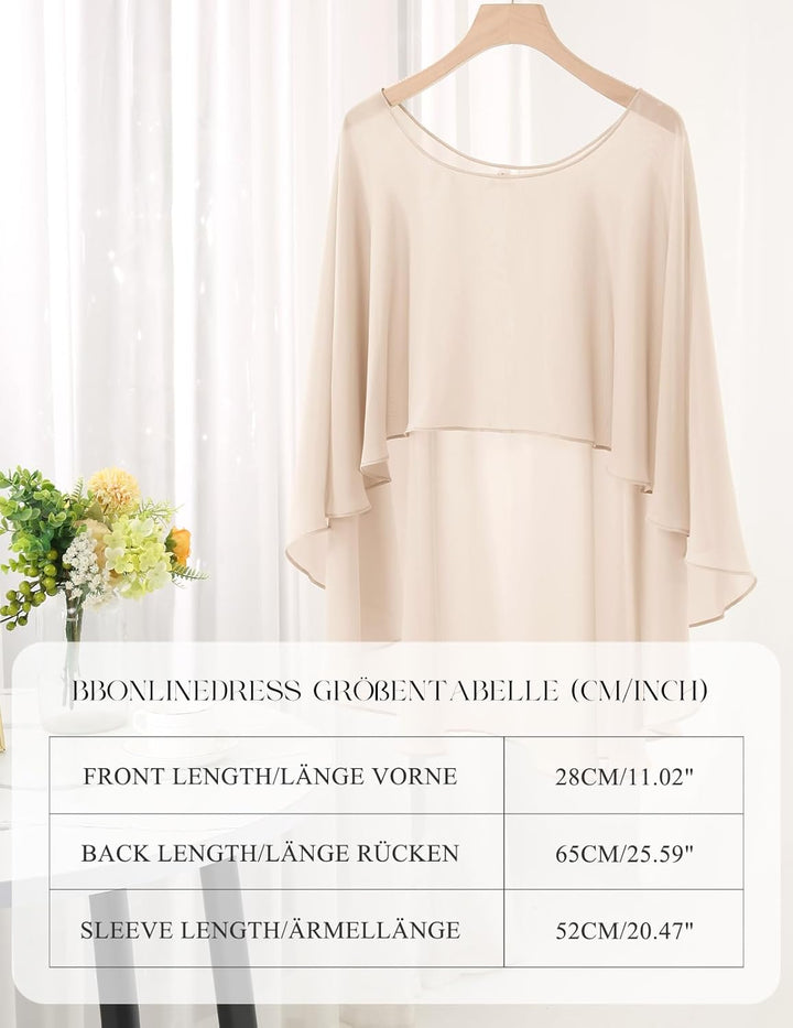 Bbonlinedress Chiffon Capes Damen Sommer Weiche Capelets leichte Tücher Wraps für Abendkleider Schal
