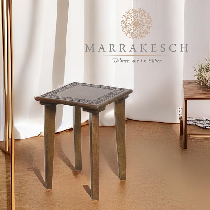 MARRAKESCH Beistelltisch Nachttisch aus Holz | Tisch Hocker Astus Eckig als Orientalische Dekoration