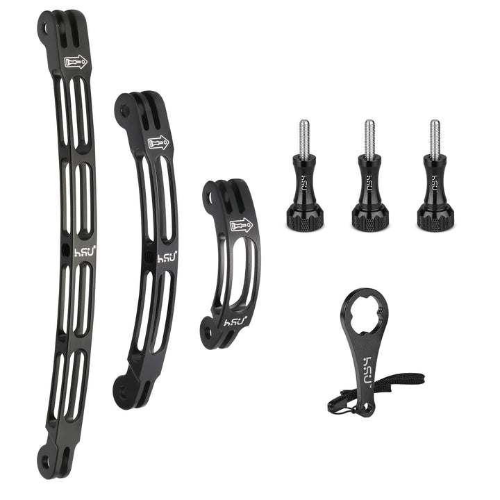HSU Aluminium Helmet Mount Kit für GoPro, Gebogene Verlängerungsarme für Hero 12/11/10/9/8/7/6/5/4/3