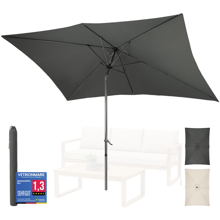4smile Sonnenschirm Balkon mit Kurbel, Sonnenschirm rechteckig 300x200 cm | UV 50+ Sonnenschutz Balk