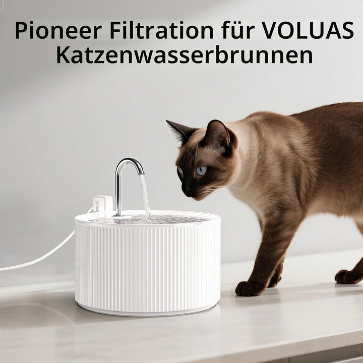 VOLUAS Filter für Katzenbrunnen – 3 Aktivkohlefilter + 3 Vorfilter-Schwämme – Kompatibel mit 2,2L Ke