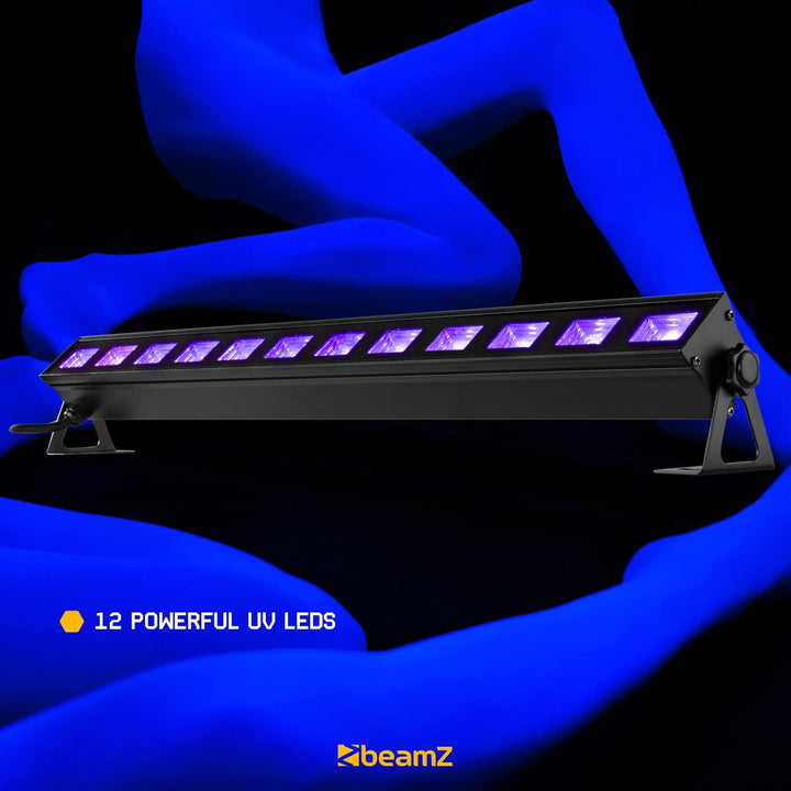 BeamZ BUV123 Schwarzlichtlampe, Schwarzlicht Lampe 61cm, Schwarzlicht Party Bar mit 12 LEDs, UV Lich