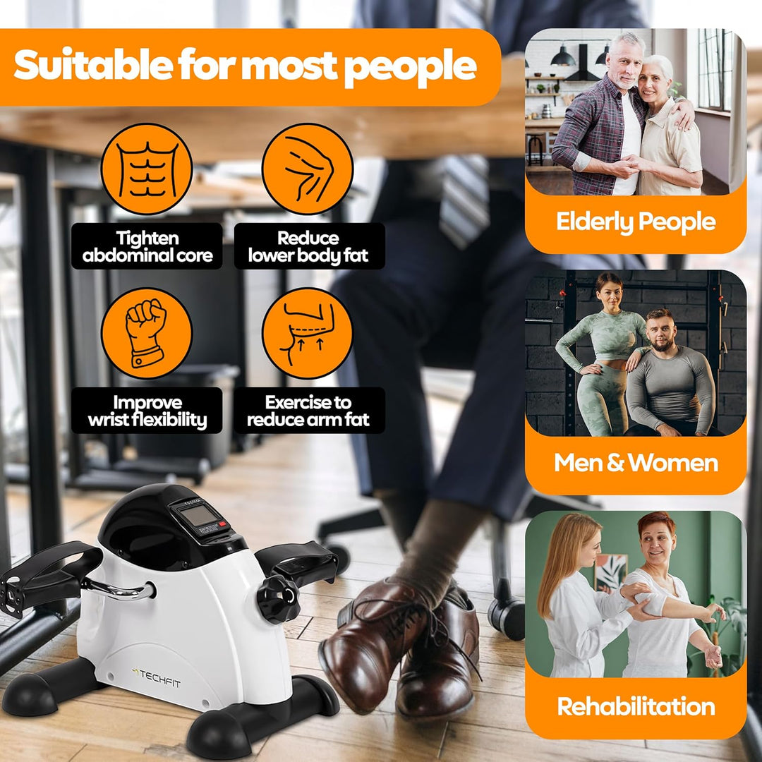 Techfit Pedal-Ausbilder, Mini-Heimtrainer für Heim und Büro, leichte Trainingsmaschine für Arme und