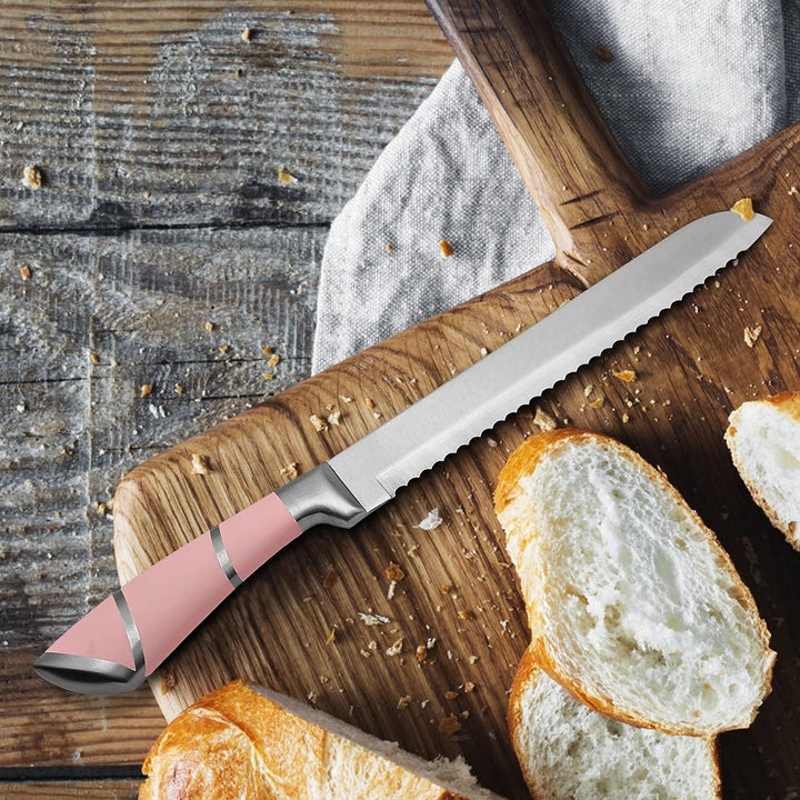 Küchenmesser-Set,9-Stücke Rosa Sharp Non-Stick beschichtet Chef Messer Block Set, Edelstahl Messer S