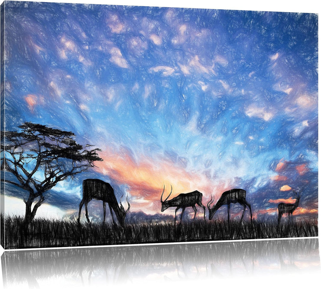 Pixxprint Tiere in der Natur als Leinwandbild/Grösse: 100x70 cm/Wandbild/Kunstdruck/fertig bespannt,