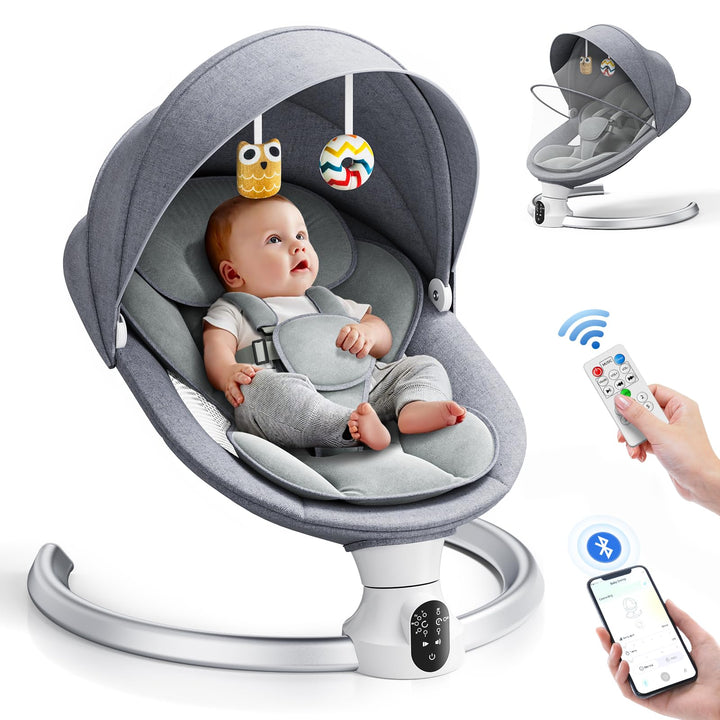 Elektrische Babywippe für Kleinkinder,Elektrische Babyschaukel mit 5 Punkt Sicherheitsgurt 5 Schauke