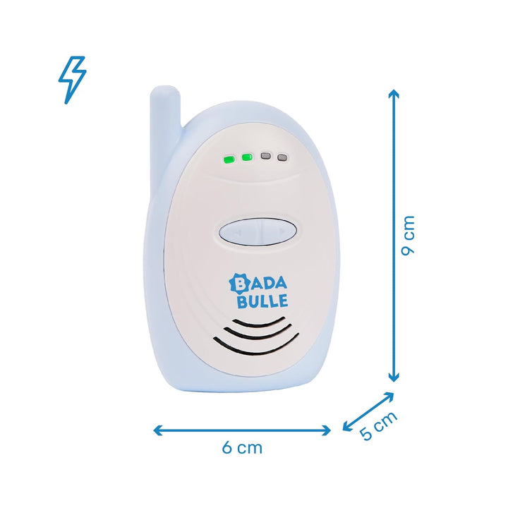 Badabulle Audio-Babyphone 300m Reichweite - akustischer und visueller Alarm - Batterie- oder Netzbet