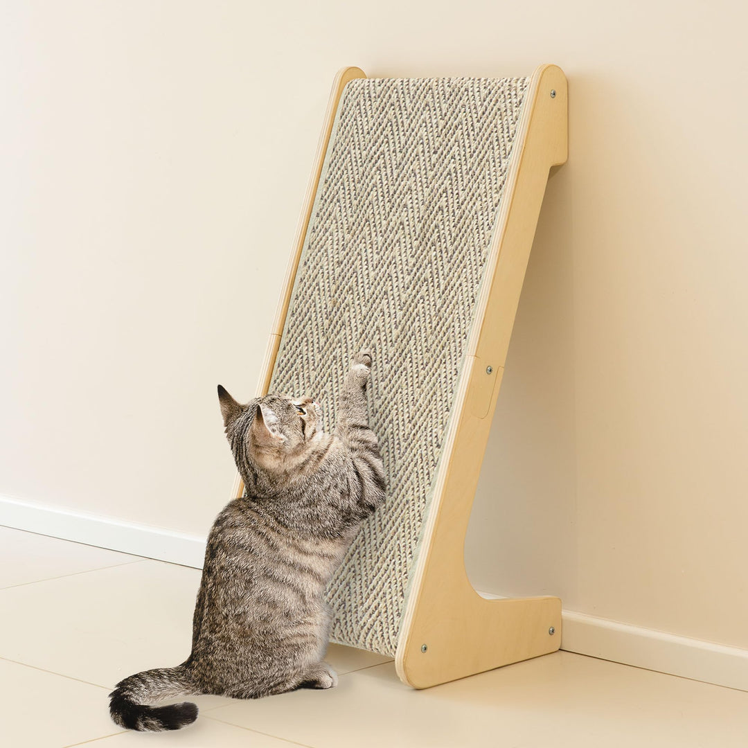 PETKARAY L-förmiges Dual-Use Sisal Kratzbrett für Katzen, 64 cm Hohe Kratzsäule aus Natürlichem Sisa