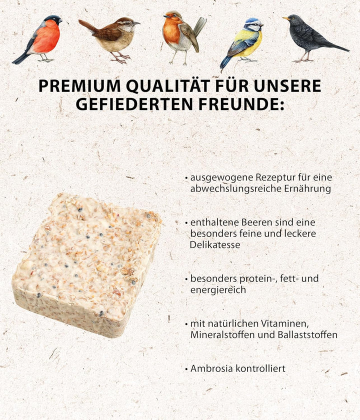 Dehner Natura Wildvogelfutter-Tafeln mit Beeren, 12 x 300 g (3.6 kg) mit Beeren 300 g (12er Pack), m