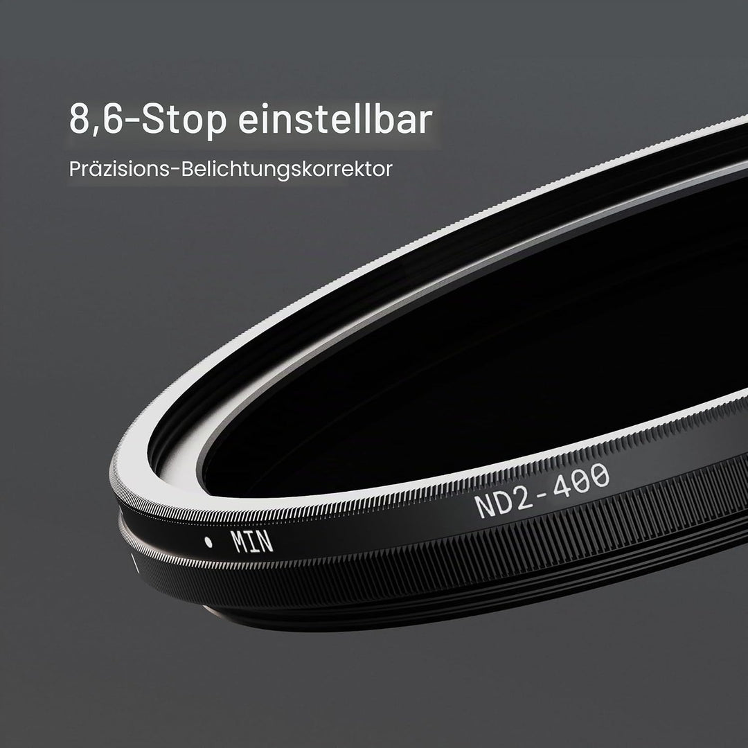 Urth 43 mm Variabler Graufilter ND2-400 (1-8.6 Stop) ND Filter 43mm, 43mm