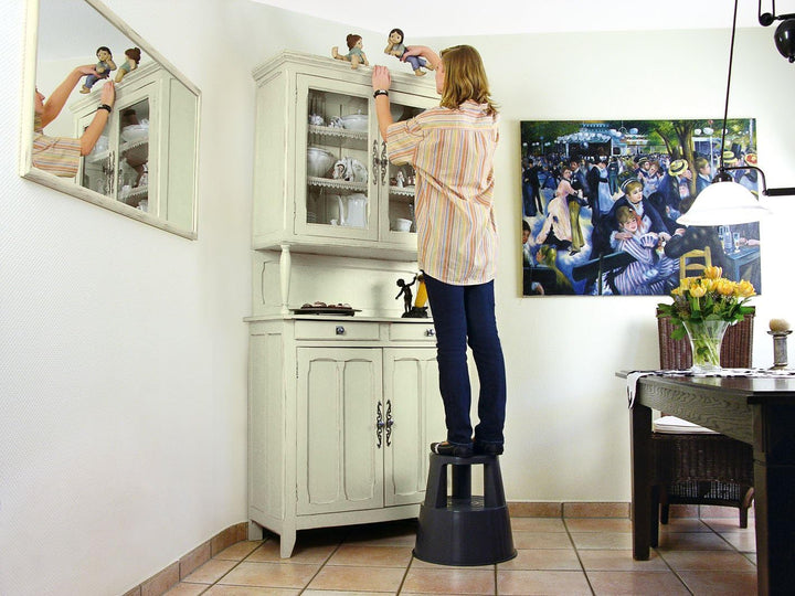 Wedo 212212 Rollhocker Step aus Kunststoff, Höhe 43 cm, Tragkraft 150 kg, grau, Grau