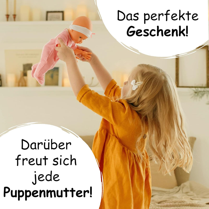 PinkZebra 3-teilig Puppenbettwäsche für grosse Puppen bis 48 cm, Decke + Kissen + Matratze, Puppenbe