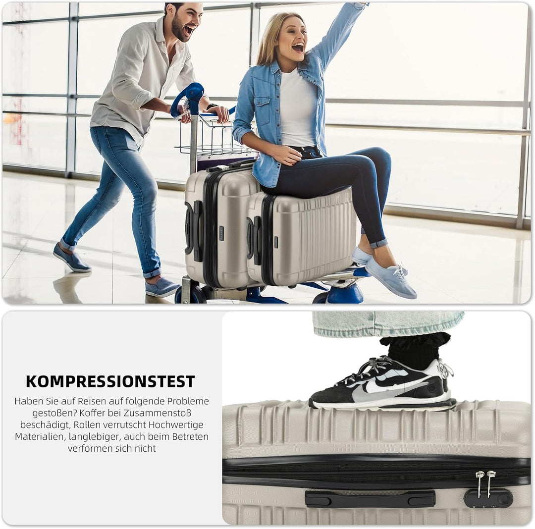 BEIBYE Reisekoffer 2088 Hartschalekoffer Gepäck Koffer Trolley Grösse L in 14 Farben (Champagner) Ch
