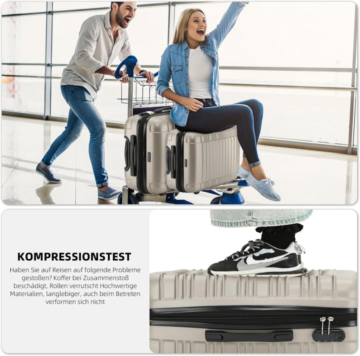 BEIBYE Reisekoffer 2088 Hartschalekoffer Gepäck Koffer Trolley Grösse L in 14 Farben (Champagner) Ch