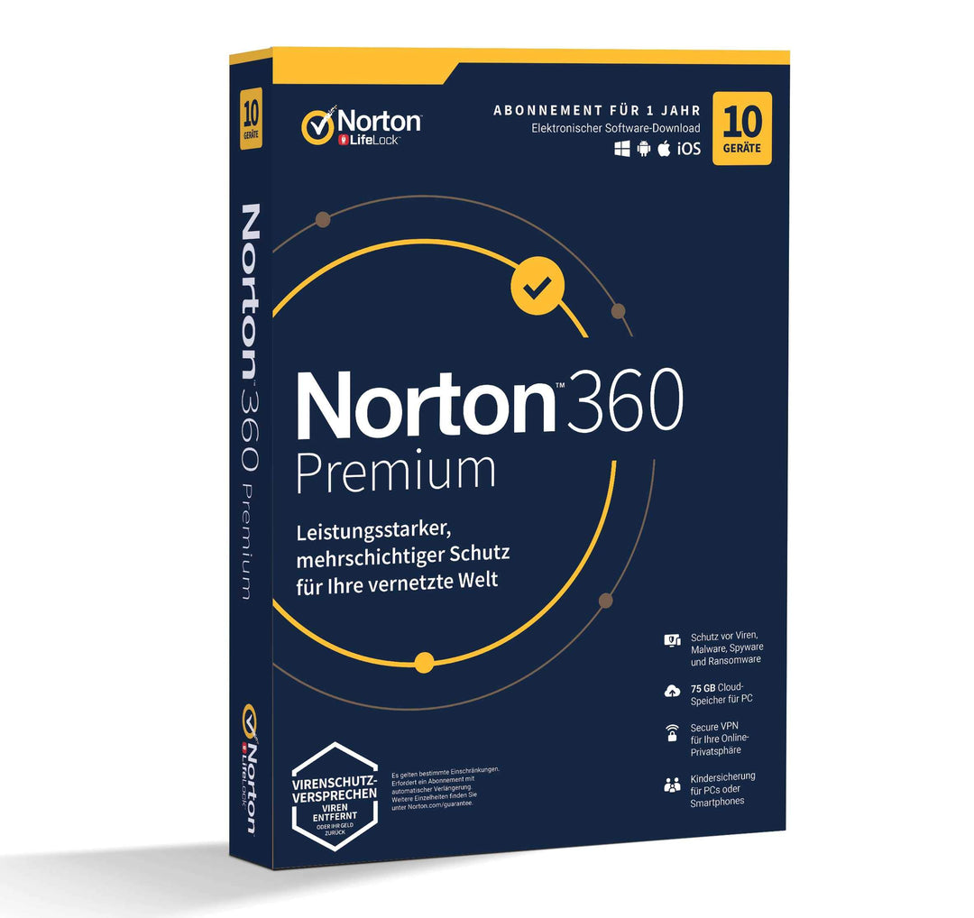 Norton 360 Premium 75GB 1User 10Device 12MO GENERIC|Premium|10 Geräte|1 Jahr|PC|Download|Download