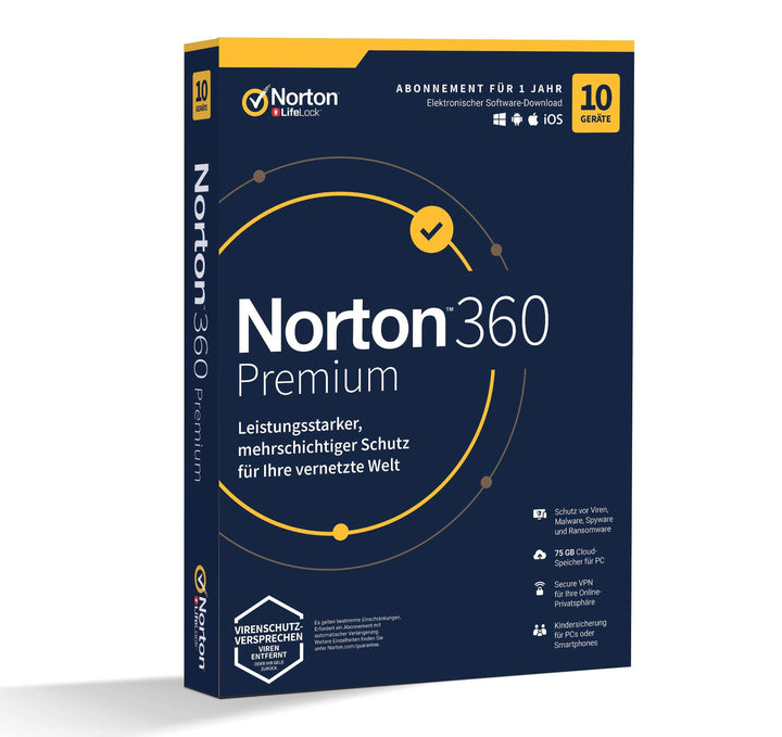 Norton 360 Premium 75GB 1User 10Device 12MO GENERIC|Premium|10 Geräte|1 Jahr|PC|Download|Download