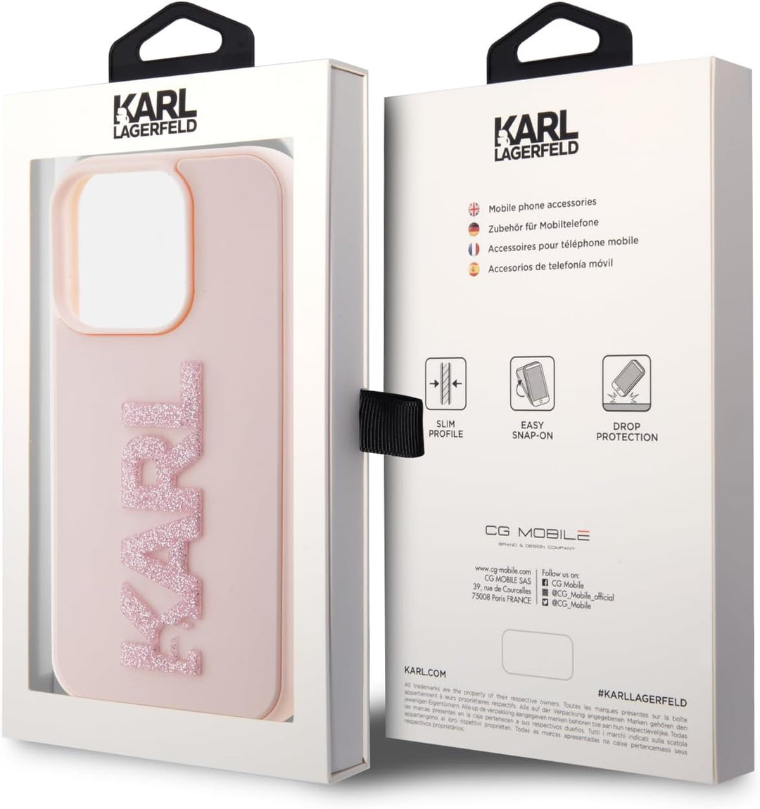 KARL LAGERFELD KLHCP15L3DMBKCP Hülle für iPhone 15 Pro 6.1" Rosa hardcase 3D Rubber Glitter Logo