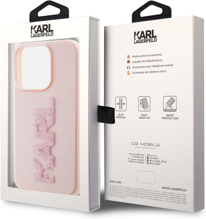 KARL LAGERFELD KLHCP15L3DMBKCP Hülle für iPhone 15 Pro 6.1" Rosa hardcase 3D Rubber Glitter Logo