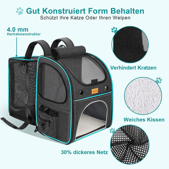 Morpilot Erweiterbar Katzenrucksack Grosse Katzen, Hunderucksack bis 8 kg Katzen Rucksack Gross für