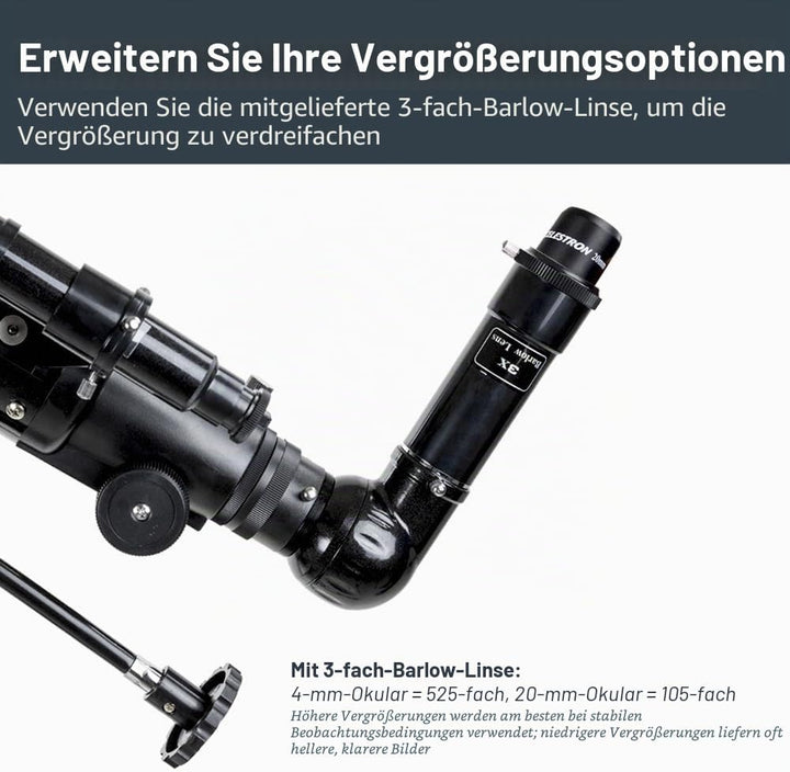 Celestron 21037 PowerSeeker 70EQ Refraktor – Schwarz, 70EQ Refraktor
