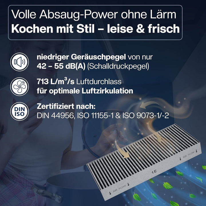 2 Filter für BORA Basic & GP4 [BHU, BIU, BFIU] Umluft Kochfeldabzug – Ersetzt BAKFS – Aktivkohlefilt