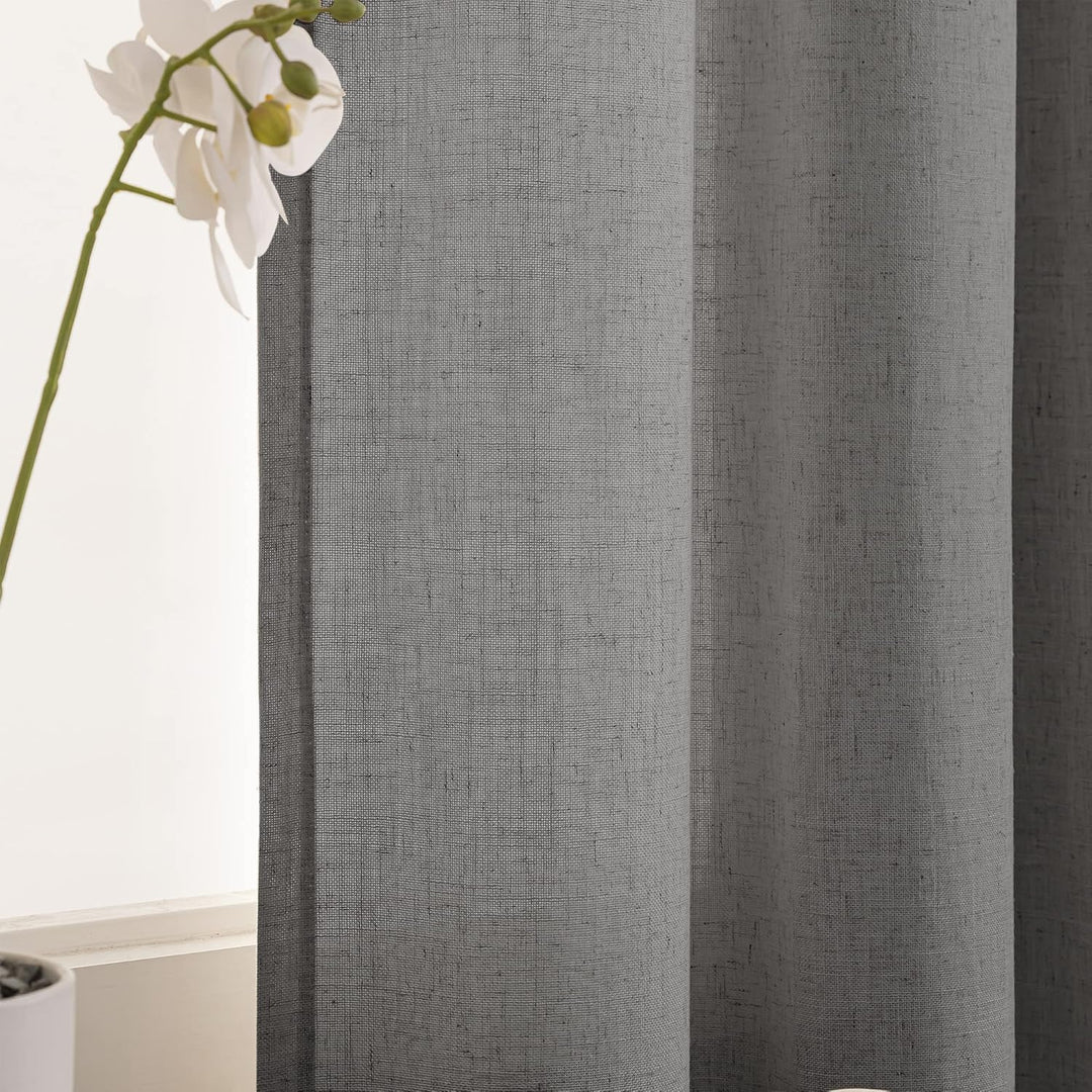 CUCRAF Leinen Gardinen mit Ösen Landhausstil Voile Vorhang Halbtransparent Gardinen für Schlafzimmer