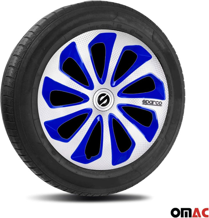 Satz Sparco Radzierblenden Sicilia 14-Zoll Silber/Blau/Karbon