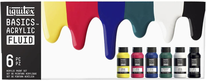 Liquitex 3699431 Basics Fluid Acrylfarbe Set mit fliessender Konsiszenz, schnell trocknend, lichtech