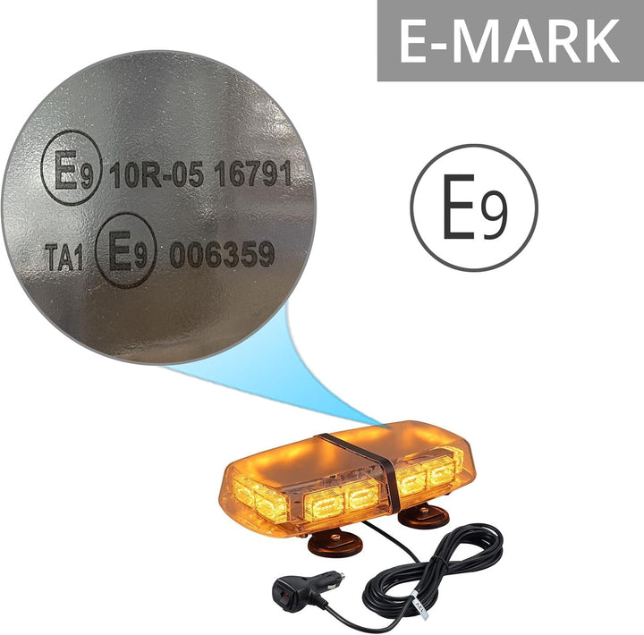 Justech 72 LED Rundumleuchte 7 Modi 12/24V Blitzleuchte Schraube Starker Magnet Amber Warnleuchte No