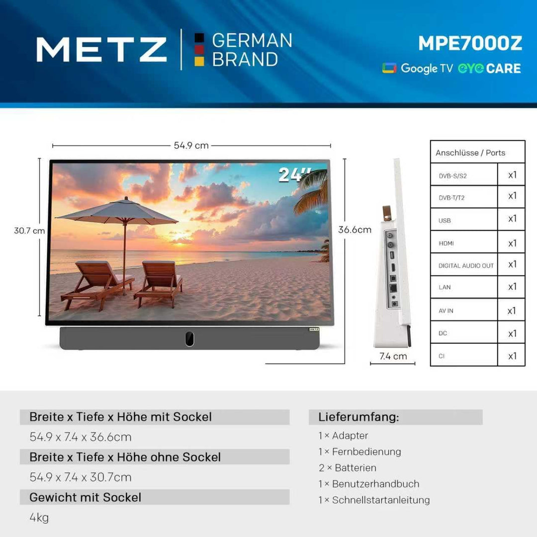 Metz 24 Zoll (61 cm) tragbarer Fernseher