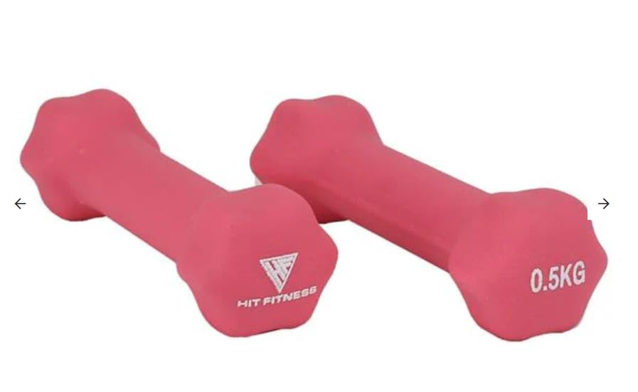 Hit Fitness Neoprene Studio Dumbbells | 0.5kg to 10kg 8 Kilogramm, 8 Kilogramm
