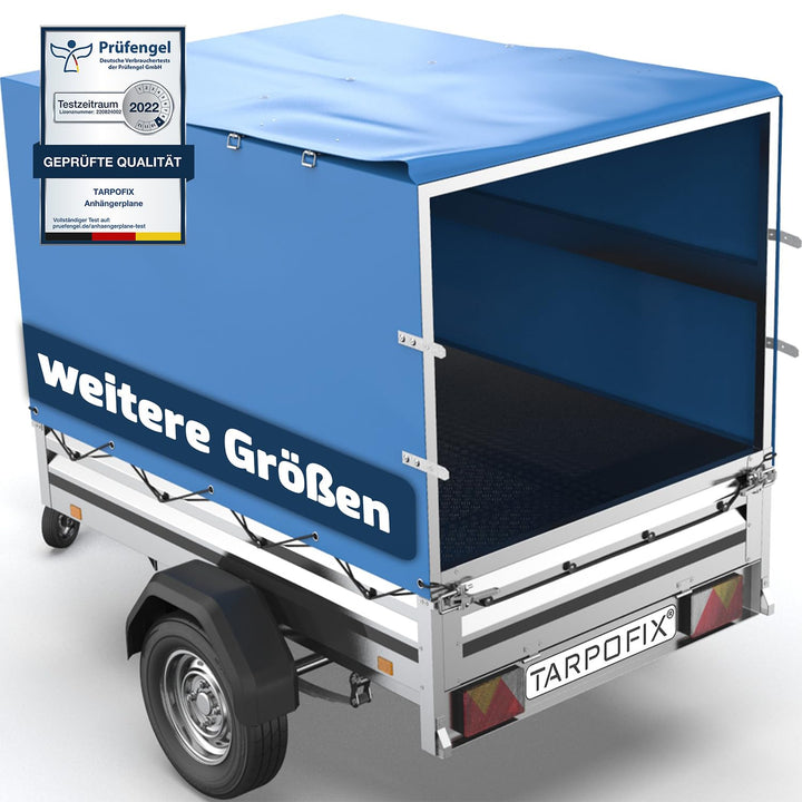Tarpofix® Anhänger Hochplane 210x115x110 cm inkl Planenseil - ECHTES PVC PLANENMATERIAL - Randverstä