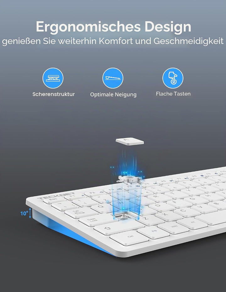 TECKNET Spanische Spezifikationen Mini-Tastatur und Maus, QWERTY Weiss, Weiß