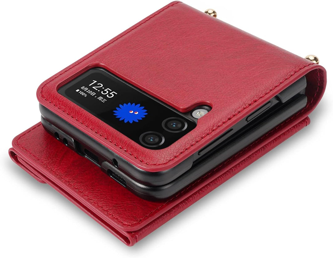UDBKKDX Handyhülle für Samsung Galaxy Z Flip 3, Schutzhülle Mattes Leder mit Standfunktion hülle Kam