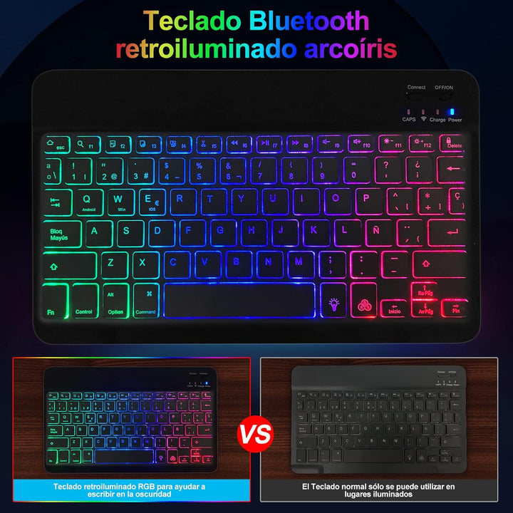 YUEJIDZ Schutzhülle mit Tastatur für Lenovo Tab P11 und P11 Plus TB-J606/TB-J607 Spanisch Ñ Hintergr