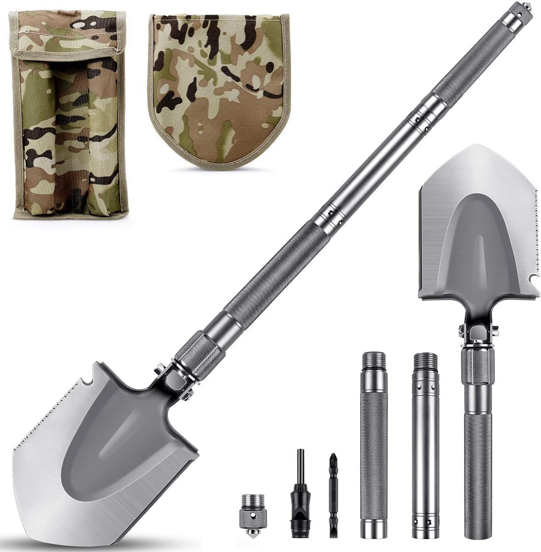 MOSFiATA Klappspaten 75cm Klappschaufel , 16 All-in-Function Survival Schaufel mit 2 Stück verstellb