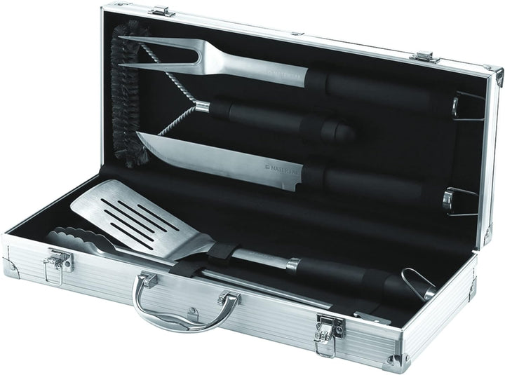NATERIAL - Set aus 5 Grillbestecken - Edelstahl - Ergonomischer Griff - H.46 cm - Grillkoffer - Gril