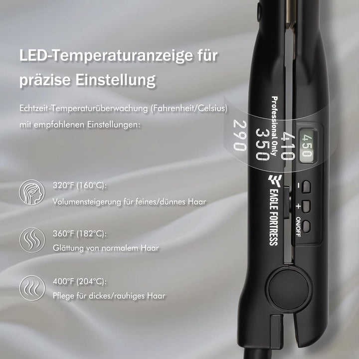 EAGLE FORTRESS Professionelles 2-in-1 Glätteisen mit Keramikplatten | Professionelles Styling-Tool,